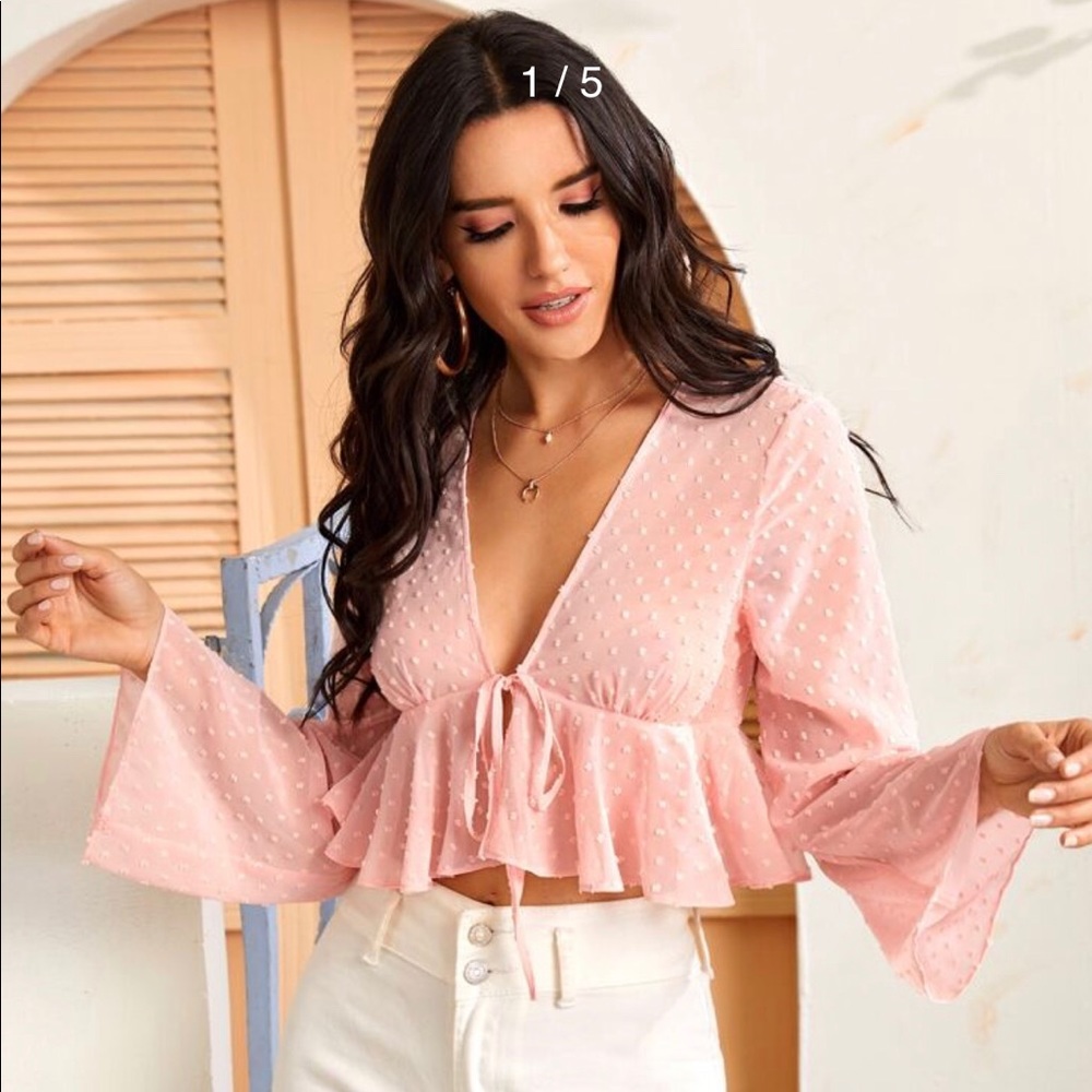 pink with white polka dots blouse ( brand new)